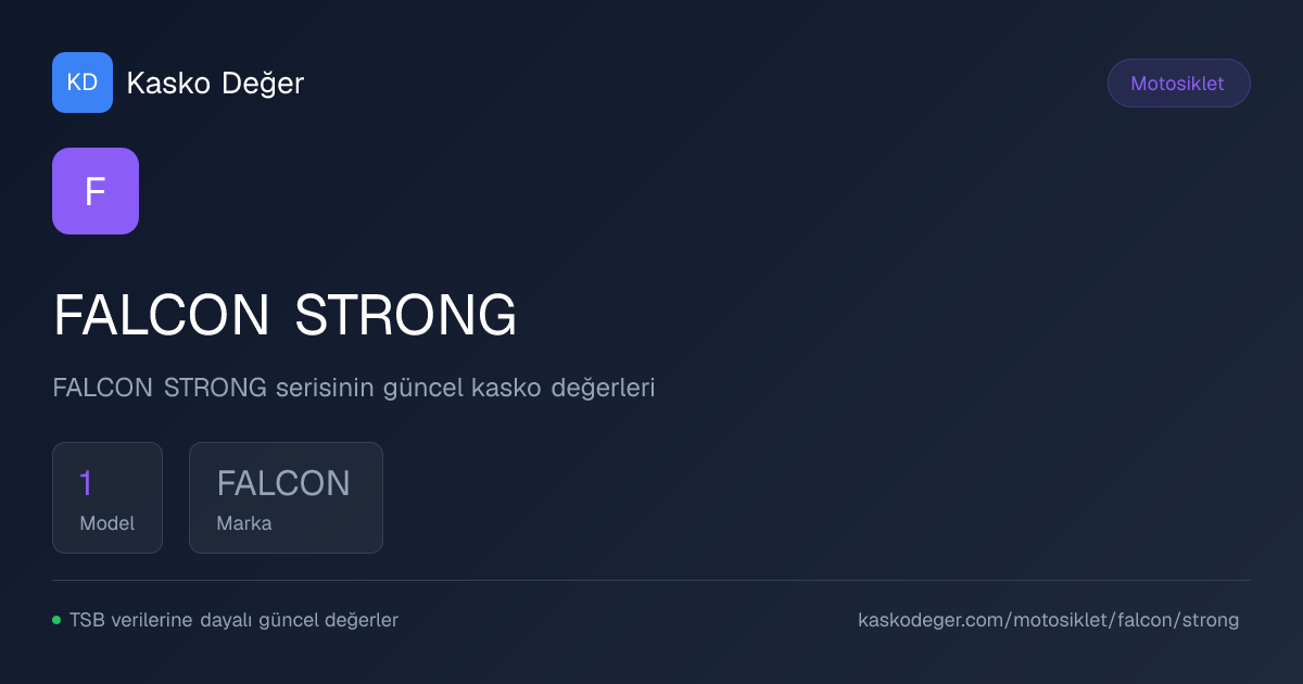 FALCON STRONG Kasko Değerleri | Kasko Değer
